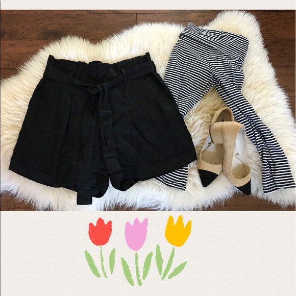 Belle Sky Pants - ☁️Belle Sky Black Paper Bag High Waist Shorts